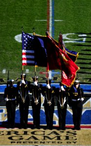 US Navy 091212-N-9693M-096 U.S. Naval Academy honor guard present the colors during the Midshipmen march on at the 110th Army-Navy college football game