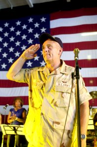 US Navy 030619-N-0413R-033 Gen. Tommy Franks speaks to crewmembers during a visit aboard USS Nimitz (CVN 68)