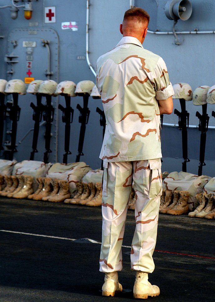 US Navy 030526-N-4048T-009 Brig. Gen. Richard F. Natonski, Commanding General 2D Marine Expeditionary Brigade pauses for a moment of reflection before the beginning of a special Memorial Day Service to honor 23 Marines assigned