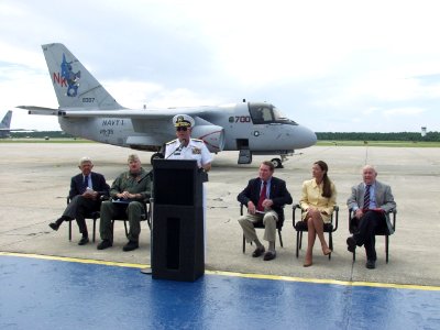 US Navy 030718-N-0000X-002 Rear Adm. John W. Townes III, Vice Commander, Naval Education and Training Command speaks to guests at the dedication of Navy One