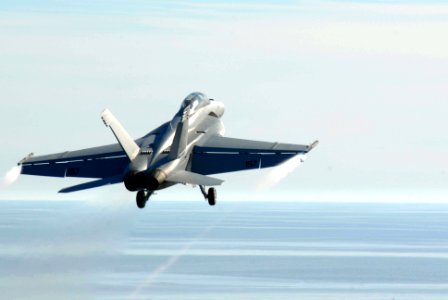 US Navy 090121-N-3946H-023 An F-A-18F Super Horne launches from USS Nimitz (CVN 68)