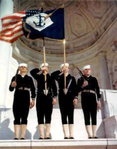 US Navy 030811-N-0000X-001 A Navy color guard on parade at the Arlington National Cemetery Amphitheater, Va., during World War II photo