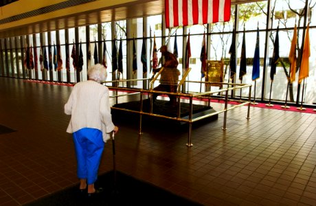 US Navy 030819-N-9593R-186 A patient enters the main hallway at the National Naval Medical Center in Bethesda, Maryland photo