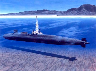 US Navy 030814-N-0000X-004 Illustration of USS Ohio (SSGN 726) which is undergoing a conversion from a Ballistic Missile Submarine (SSBN) to a Guided Missile Submarine (SSGN) designation