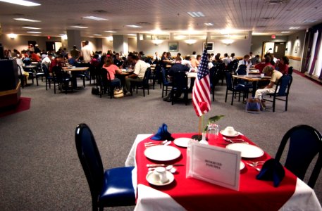 US Navy 030819-N-9593R-200 Visitors and staff are seen eating lunch in the main dinning room of the National Naval Medical Center in Bethesda, Maryland