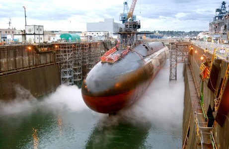 US Navy 030814-N-0000X-001 USS Ohio (SSGN 726) is in dry dock undergoing a conversion from a Ballistic Missile Submarine (SSBN) to a Guided Missile Submarine (SSGN) designation