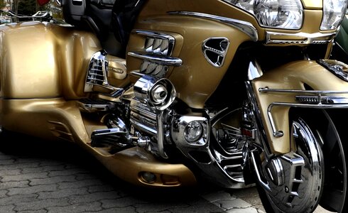 The vehicle motorcycle glossy photo