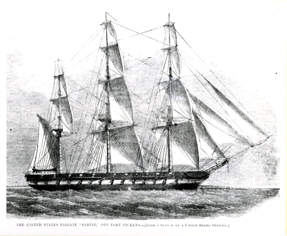 US Navy 031020-O-0000X-001 Period engraving of the frigate USS Sabine