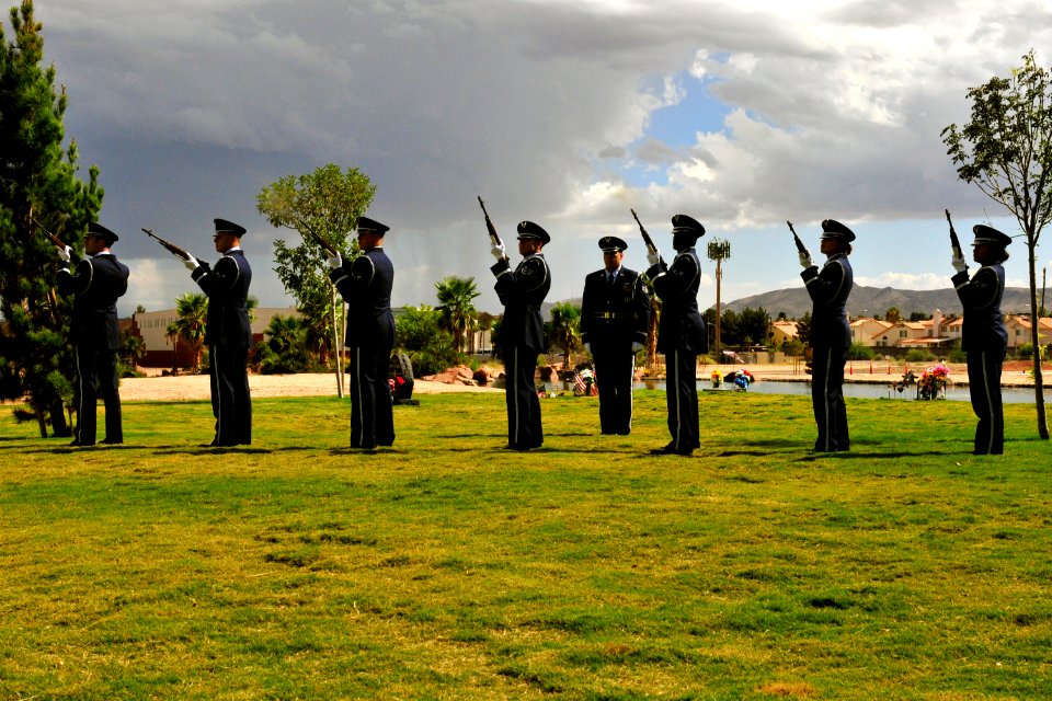 US Navy 101004-N-3659B-447 An Air Force honor guard fires three volleys at the funeral of Oscar-nominated actor and former Sailor Tony Curtis