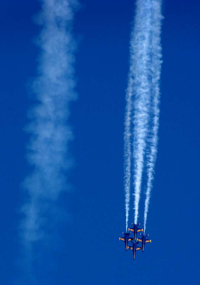 US Navy 031017-N-6213R-032 The United States Navy's precision flight demonstration team Blue Angels perform during the Miramar Air Show at Marine Corps Air Station (MCAS) Miramar, Calif
