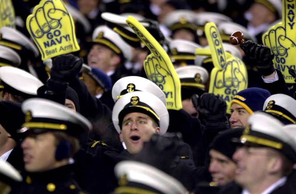 US Navy 031206-N-9693M-510 U.S. Naval Academy Midshipmen cheer for their football team during the 104th Army Navy Game