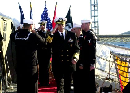 US Navy 031216-N-2716P-101 Adm. Gregory Johnson, Commander, U.S. Naval Forces Europe, receives honors during his arrival for a reception and meetings with the host nation's military and civilian officials photo