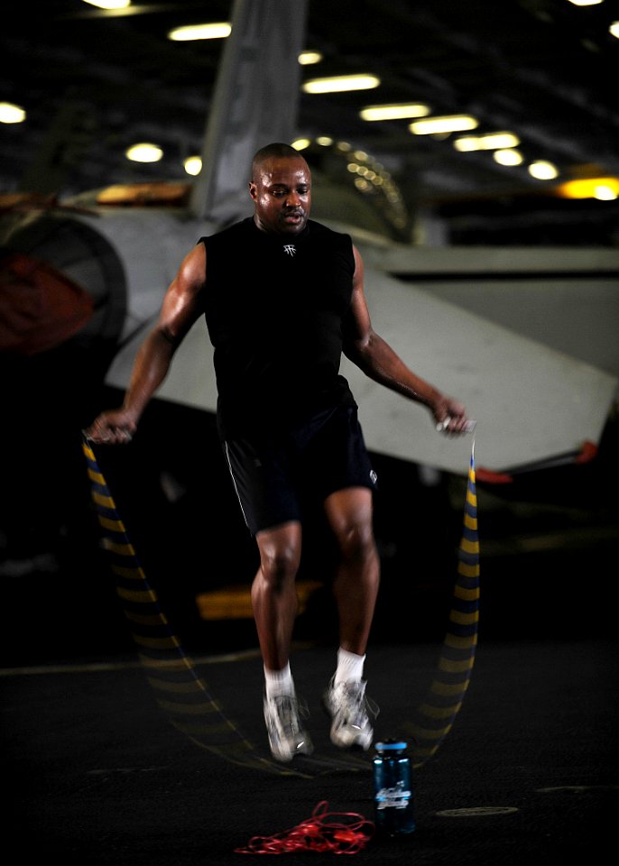US Navy 101101-N-2821G-084 Senior Chief Interior Communications Electrician Marc Oden, participates in a