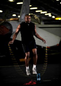 US Navy 101101-N-2821G-084 Senior Chief Interior Communications Electrician Marc Oden, participates in a