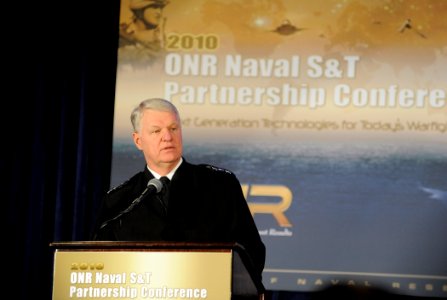 US Navy 101108-N-7676W-348 Chief of Naval Operations (CNO) Adm. Gary Roughead delivers remarks during the Office of Naval Research 2010 Naval Scien
