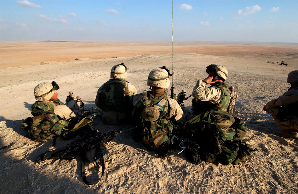 US Navy 031214-N-3236B-010 Marines from the 13th Marine Expeditionary Unit (13th MEU) 1st Light Armor Reconnaissance Battalion Landing Team (1st LAR BLT 1-1) stationed at 29 palms, Calif., observes live fire training operations