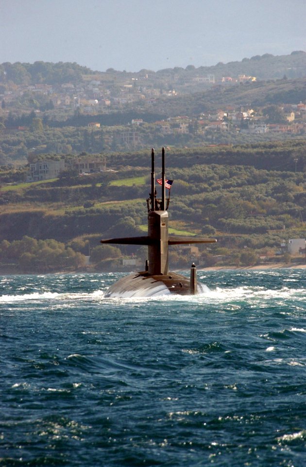 US Navy 031216-N-0780F-073 USS Memphis (SSN 691) heads out to sea following a brief stop at this eastern Mediterranean port
