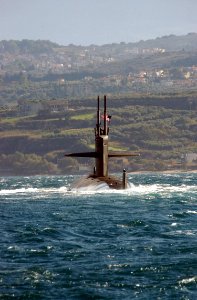 US Navy 031216-N-0780F-073 USS Memphis (SSN 691) heads out to sea following a brief stop at this eastern Mediterranean port