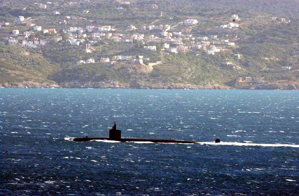 US Navy 031216-N-0780F-076 USS Memphis (SSN 691) heads out to sea following a brief stop at this eastern Mediterranean port