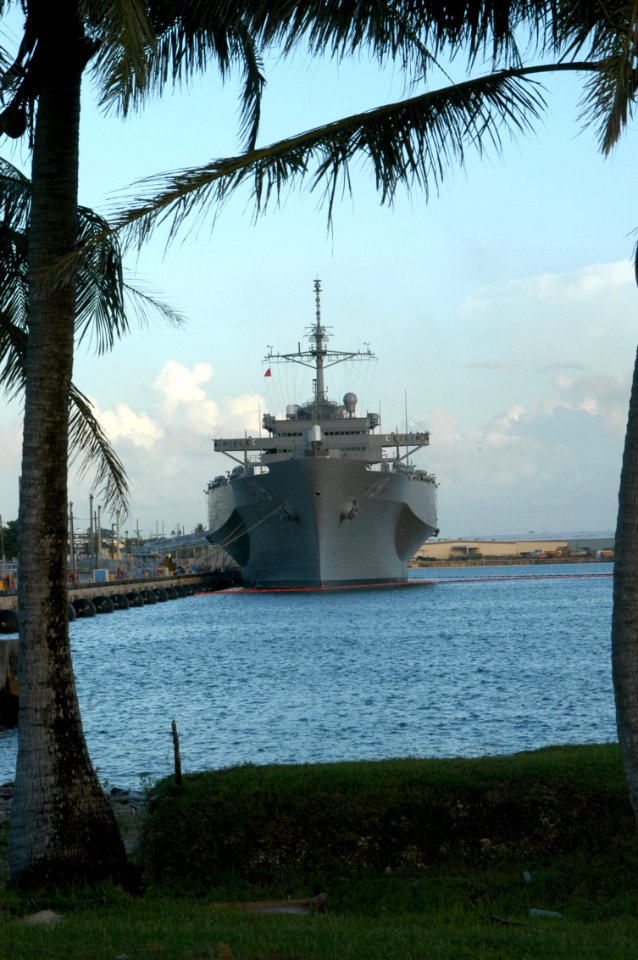 US Navy 031111-N-8955H-002 The 7th Fleet amphibious command and control ship USS Blue Ridge (LCC 19) rests at Victor Six pier in Guam during a recent port call