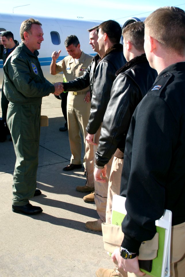 US Navy 031218-N-5821W-002 Vice Adm. Henry Ulrich III, Commander, Sixth Fleet, is greeted by members of Naval Air Station, Sigonella, Sicily