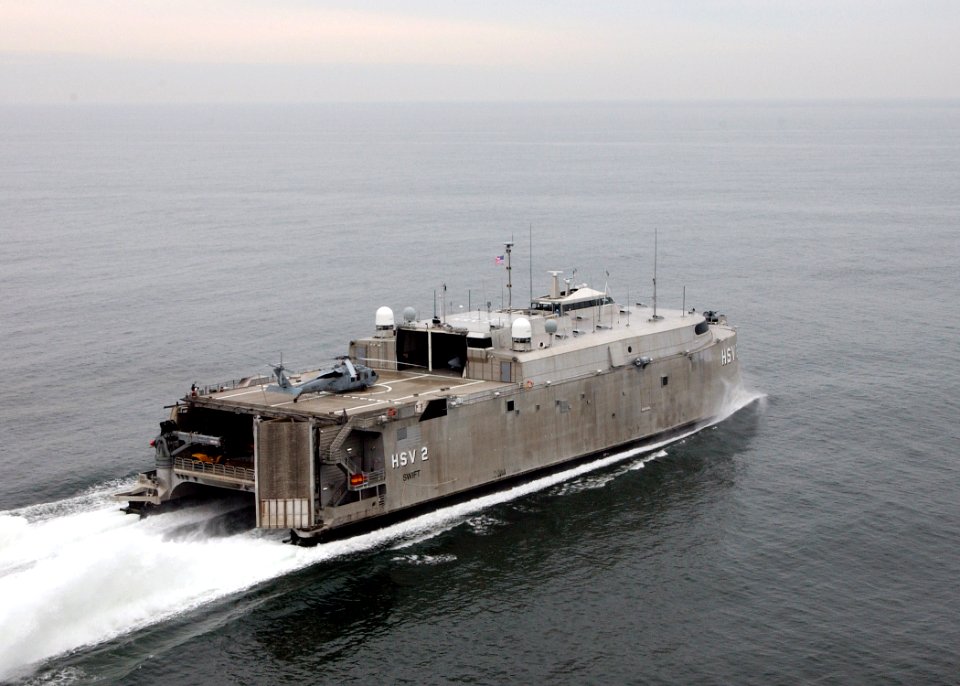 US Navy 040210-N-4374S-004 High Speed Vessel Two (HSV 2) Swift glides through the waters of the Atlantic Ocean