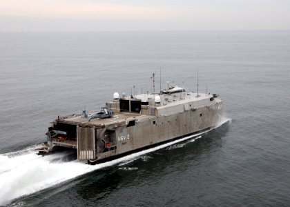 US Navy 040210-N-4374S-004 High Speed Vessel Two (HSV 2) Swift glides through the waters of the Atlantic Ocean