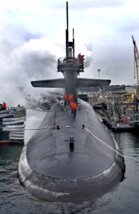 US Navy 040202-N-1003P-001 The Ohio class fleet ballistic missile submarine USS Michigan (SSBN 727) enters into the Puget sound naval shipyard and intermediate maintenance facility