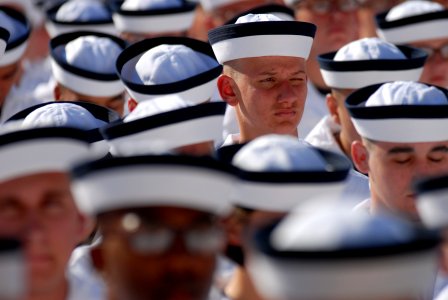 US Navy 110630-N-OA833-012 Plebes wait to be officially sworn in at the conclusion of Induction Day