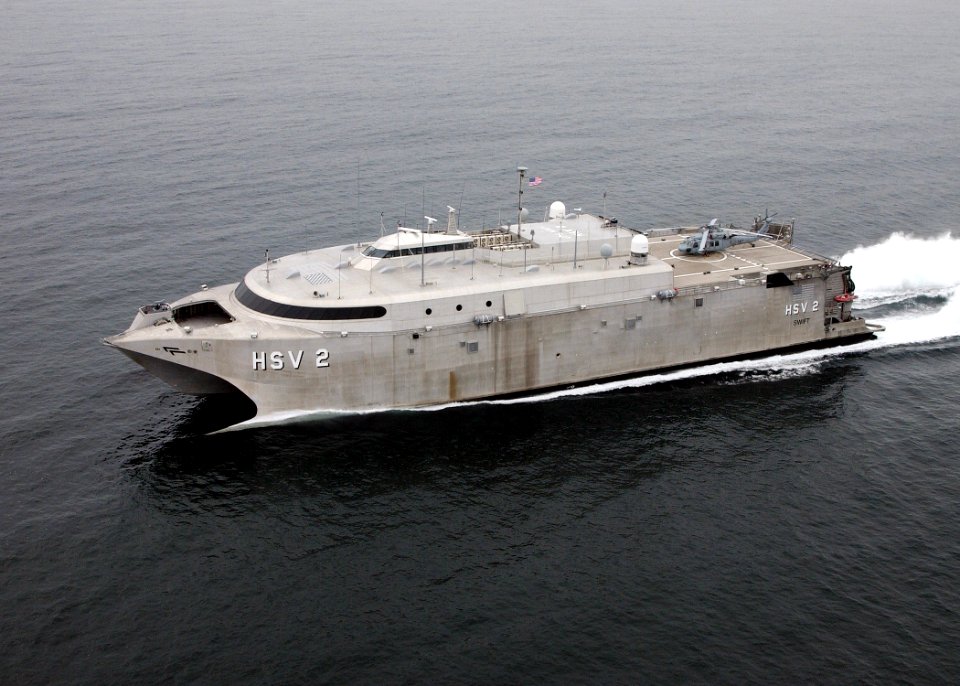 US Navy 040210-N-4374S-002 High Speed Vessel Two (HSV 2) Swift glides through the waters of the Atlantic Ocean