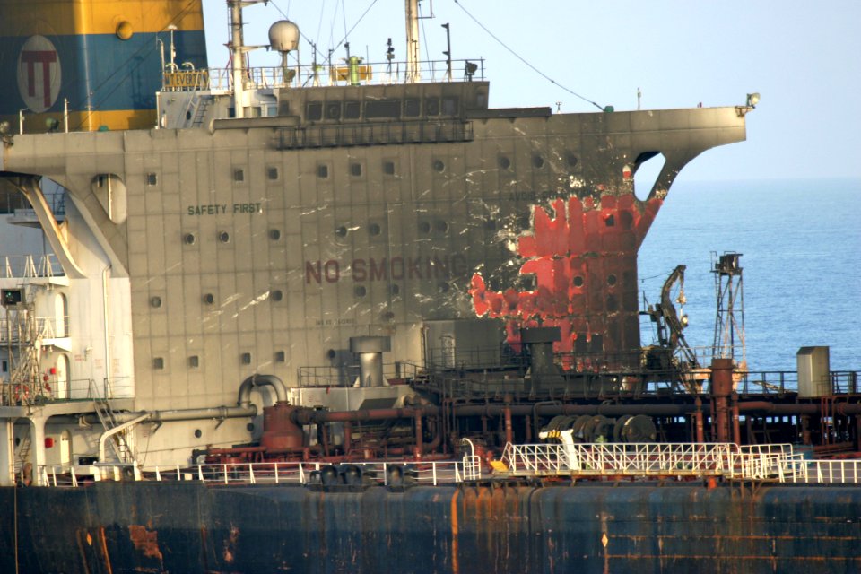 US Navy 040322-N-2060K-004 Motor Vessel Everton ablaze off the coast of Oman