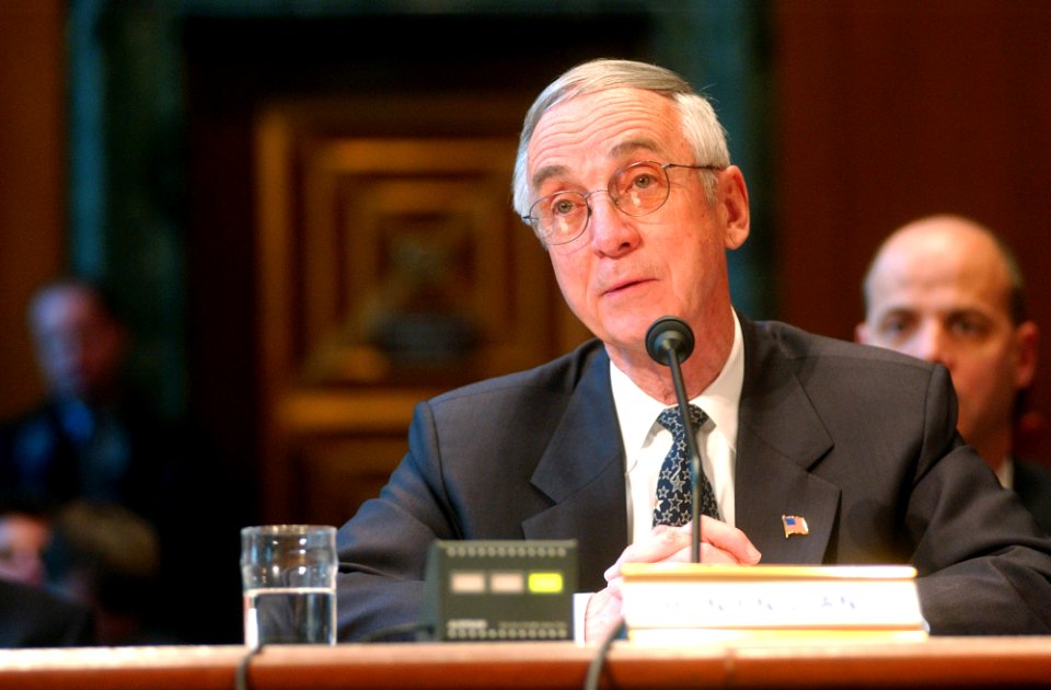 US Navy 040310-N-2568S-051 The Honorable Gordon R. England, Secretary of the Navy, gives testimony to members of the Senate Appropriations Committee concerning the Fiscal Year 2005 National Defense Authorization Budget Request