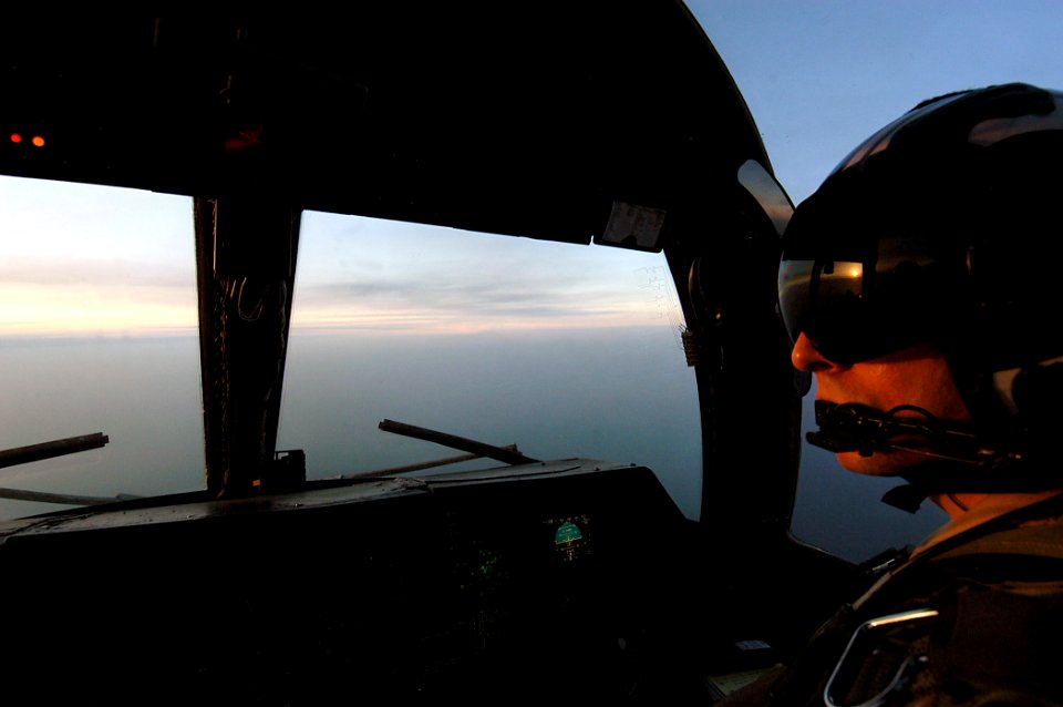 US Navy 040325-N-6278K-017 Cmdr. Edward Baron, of Bracey, Va., pilots an S-3B Viking aircraft assigned to the Topcats of Sea Control Squadron Three One (VS-31)