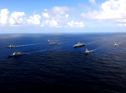 US Navy 110816-N-ZZ999-803 Ships from the John C. Stennis Carrier Strike Group are underway in the western Pacific Ocean
