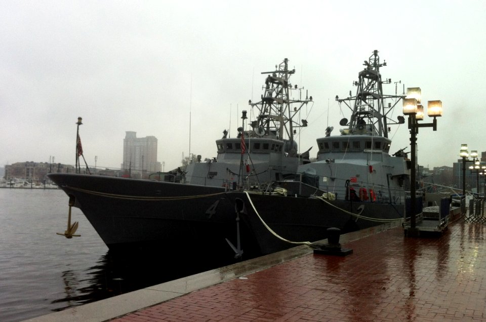 US Navy 111116-N-ZZ999-001 The Cyclone-class coastal patrol ships USS Hurricane (PC 3) and USS Monsoon (PC 4) arrive in Baltimore's Inner Harbor