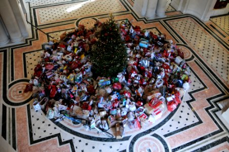 US Navy 111212-N-OA833-001 Presents surround the Giving Tree in Bancroft Hall at the U.S. Naval Academy photo