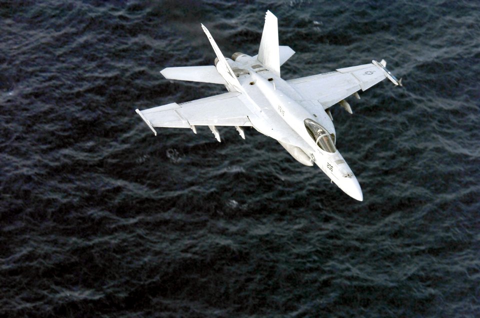 US Navy 040625-N-9769P-513 Capt. Scott Swift, Commander Carrier Air Wing Fourteen (CVW-14) flies an F-A-18E Super Hornet