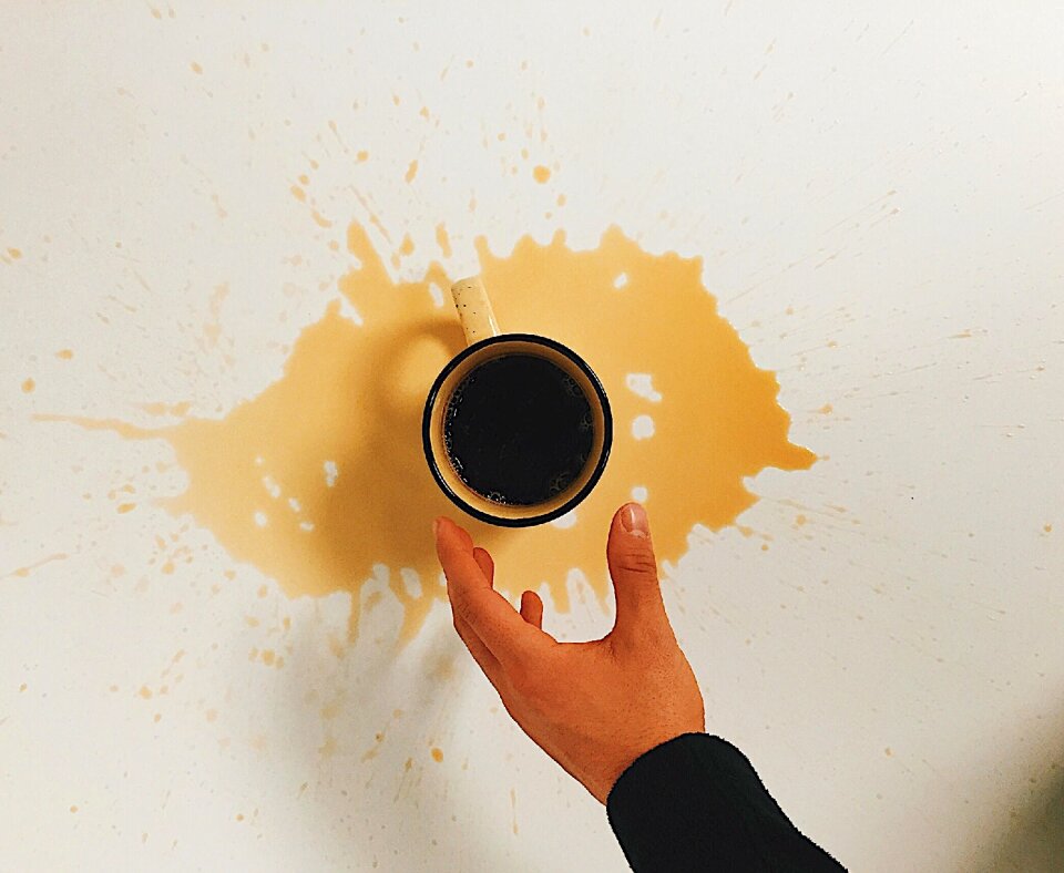 Poured out white table