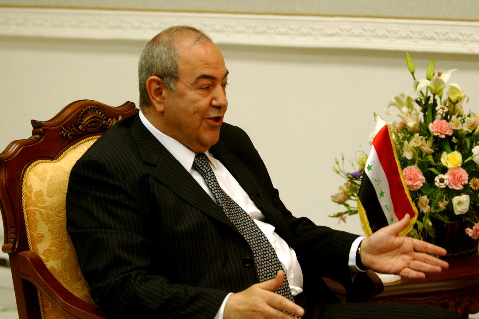 US Navy 040628-F-0193C-001 Prime Minister Ayad Alawi speaks at a ceremony celebrating the transfer of full governmental authority to the Iraqi Interim Government in Baghdad, Iraq