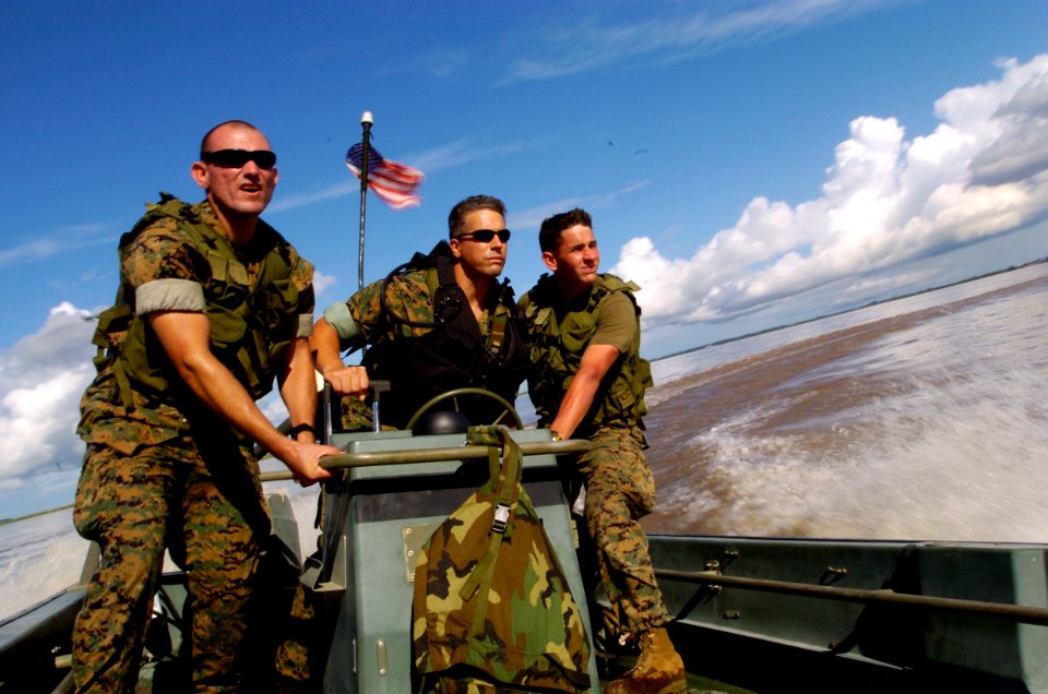 US Navy 040626-N-1464F-007 Rigid Raider small craft on the Amazon River