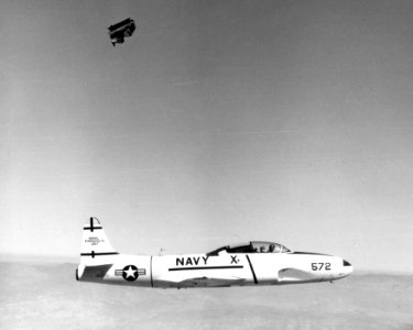 US Navy ejection seat test with TV-2 Shooting Star in 1954