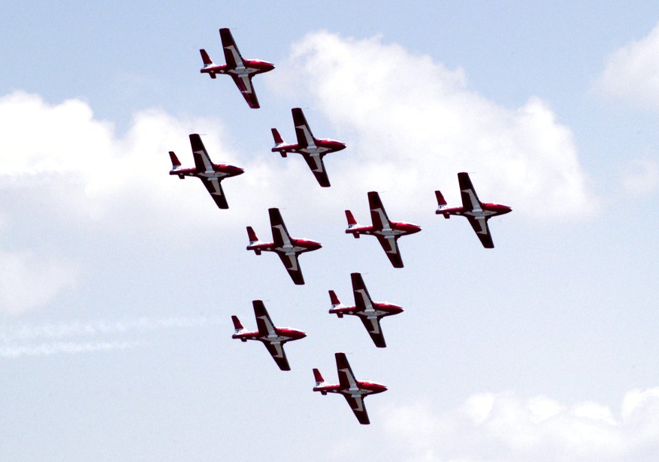 US Navy 040514-N-0295M-010 The Canadian Forces air demonstration team, the Snowbirds, perform a nine-plane formation