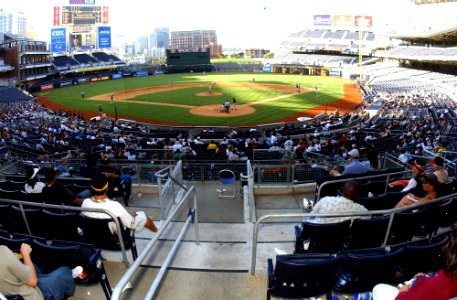 US Navy 040801-N-8158F-008 Family, friends and fellow service members watch the 15th Annual Navy-Marine Corps All-Star Baseball game