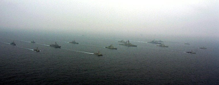US Navy 040712-N-1464F-009 Sixteen surface ships and two submarines from six countries came together for a group ship formation to signify the Pacific phase of UNITAS 45-04