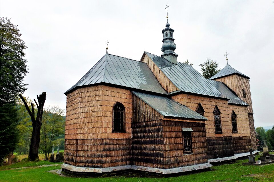 Wooden church outdoor field
