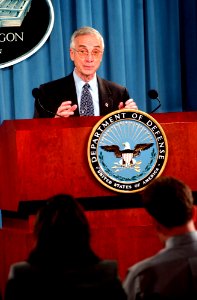 US Navy 040623-N-2568S-002 Secretary of the Navy Gordon R. England conducts press conference at the Pentagon
