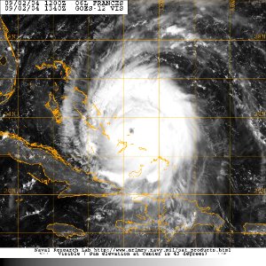 US Navy 040902-N-0000X-006 Satellite image taken from the GOES-12 satellite of Hurricane Frances at approximately 0940 EST