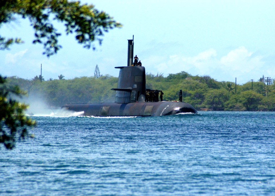 US Navy 040823-N-3019M-001 The Australian Collins-class submarine, HMAS Rankin (SSK 78), enters Pearl Harbor for a port visit after completing exercises in the Pacific region