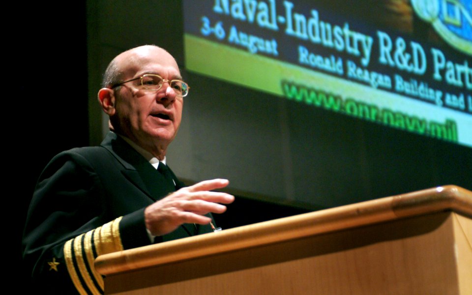 US Navy 040805-N-0962S-054 Chief of Naval Operations Adm. Vern Clark addresses the 5th Annual Naval-Industry Research and Development Partnership Conference held at the Ronald Reagan Building