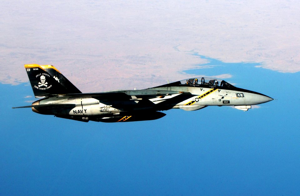 US Navy 040814-F-6740T-173 An F-14B Tomcat flies over Iraq during a combat mission